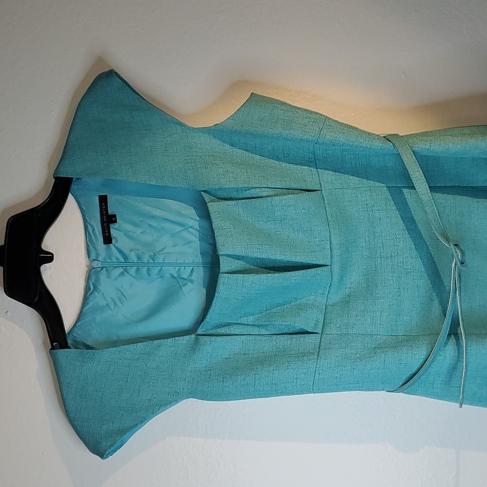 David Meister Aqua Blue Midi Dress - Picture 13 of 16
